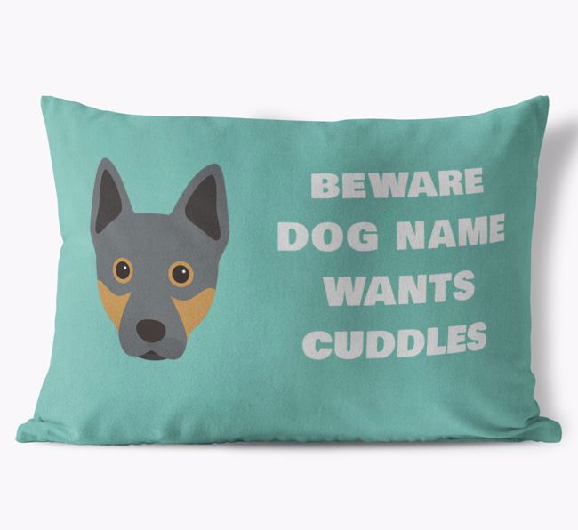 Beware of Cuddles: Personalized {breedFullName} Soft Touch Pillow